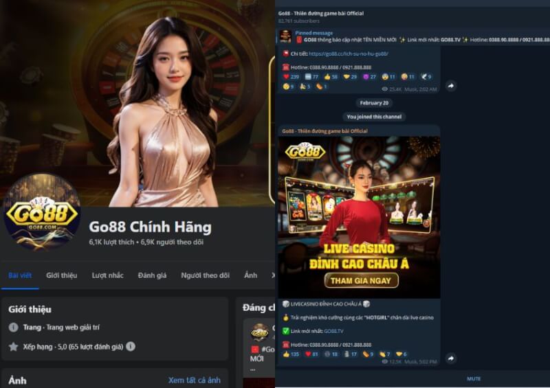 Cộng đồng chơi Game trên Go88 tại Fanpage và Telegram