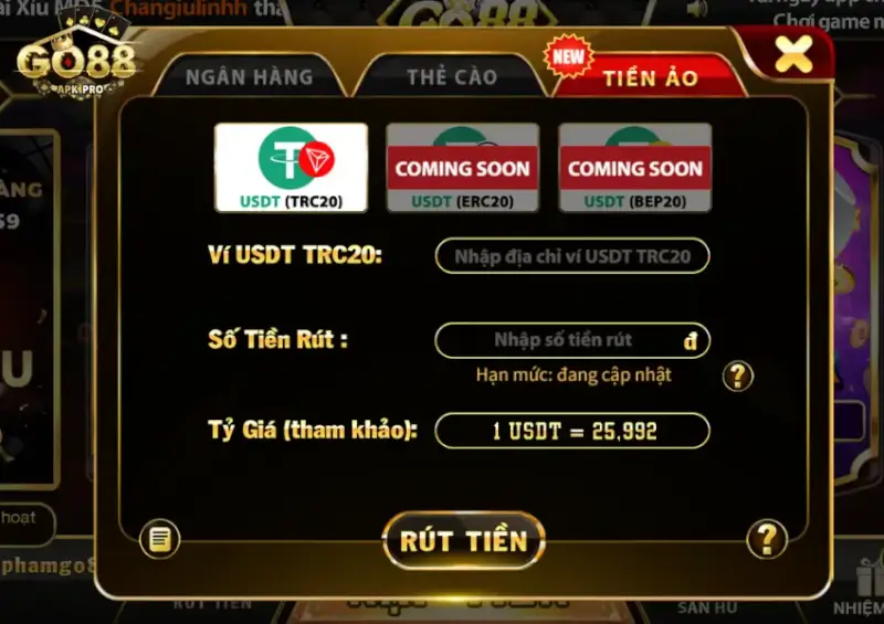 Hình thức tiền ảo tại Go88