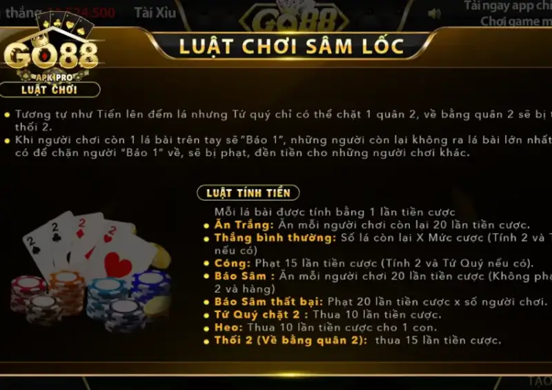 Luật chơi bài Sâm Go88