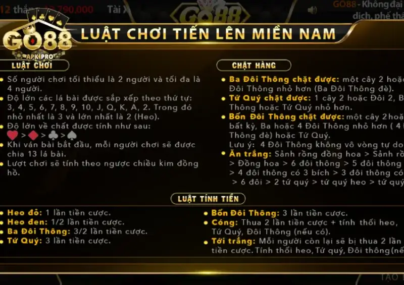 Luật chơi Tiến lên miền Nam tại Go88