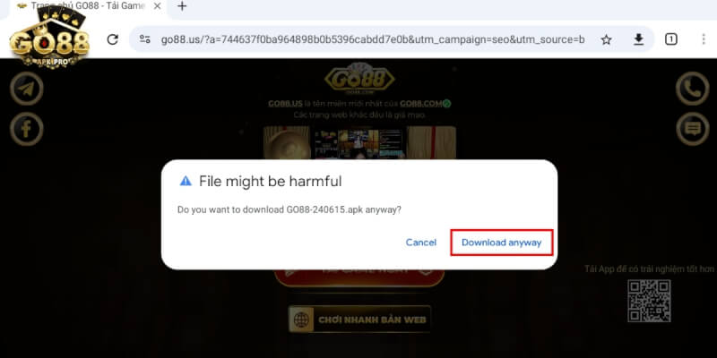 Chọn Download anyway để tải ứng dụng về