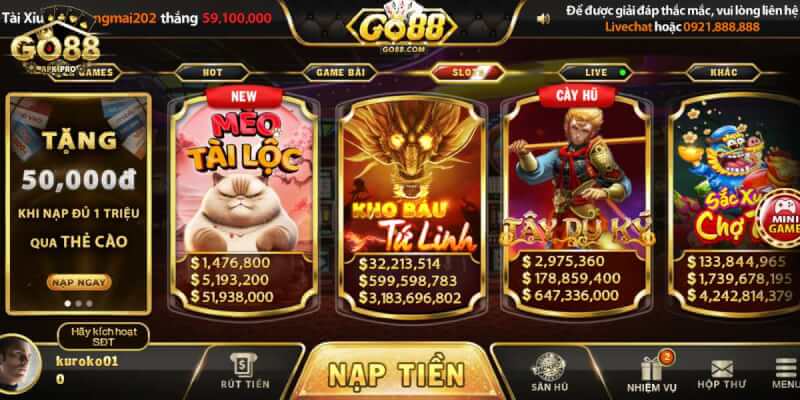 Giao diện Slot game tại Go88