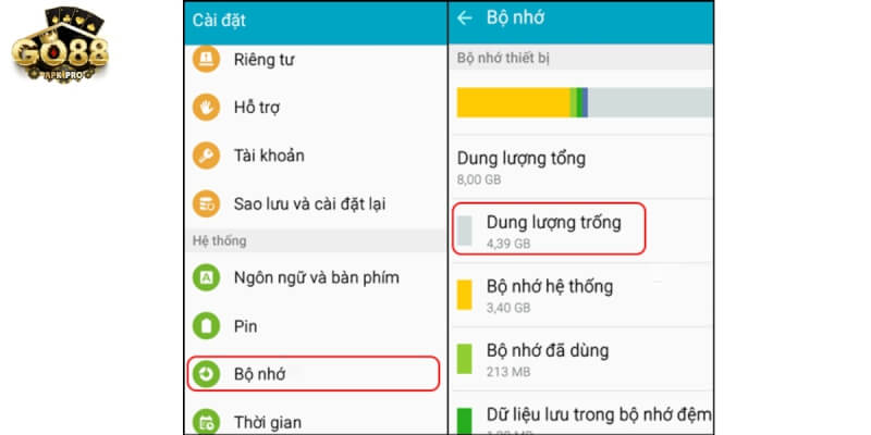 Kiểm tra dung lượng điện thoại Android