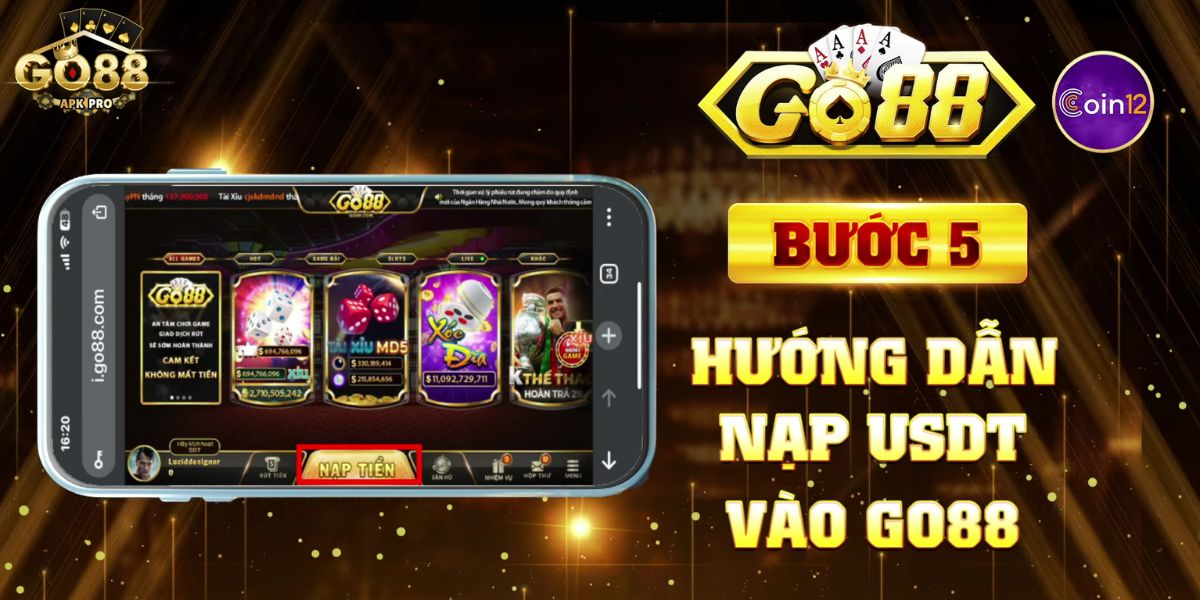 Chọn Nạp tiền trên Go88