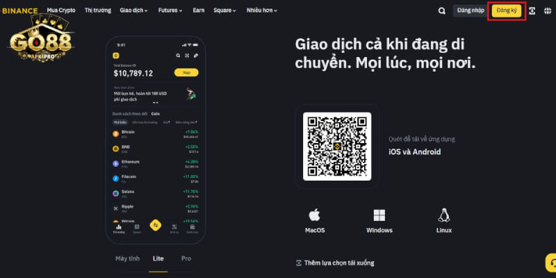 Truy cập trang đăng ký Binance