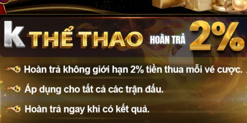 Sự kiện K thể thao hoàn trả 2%